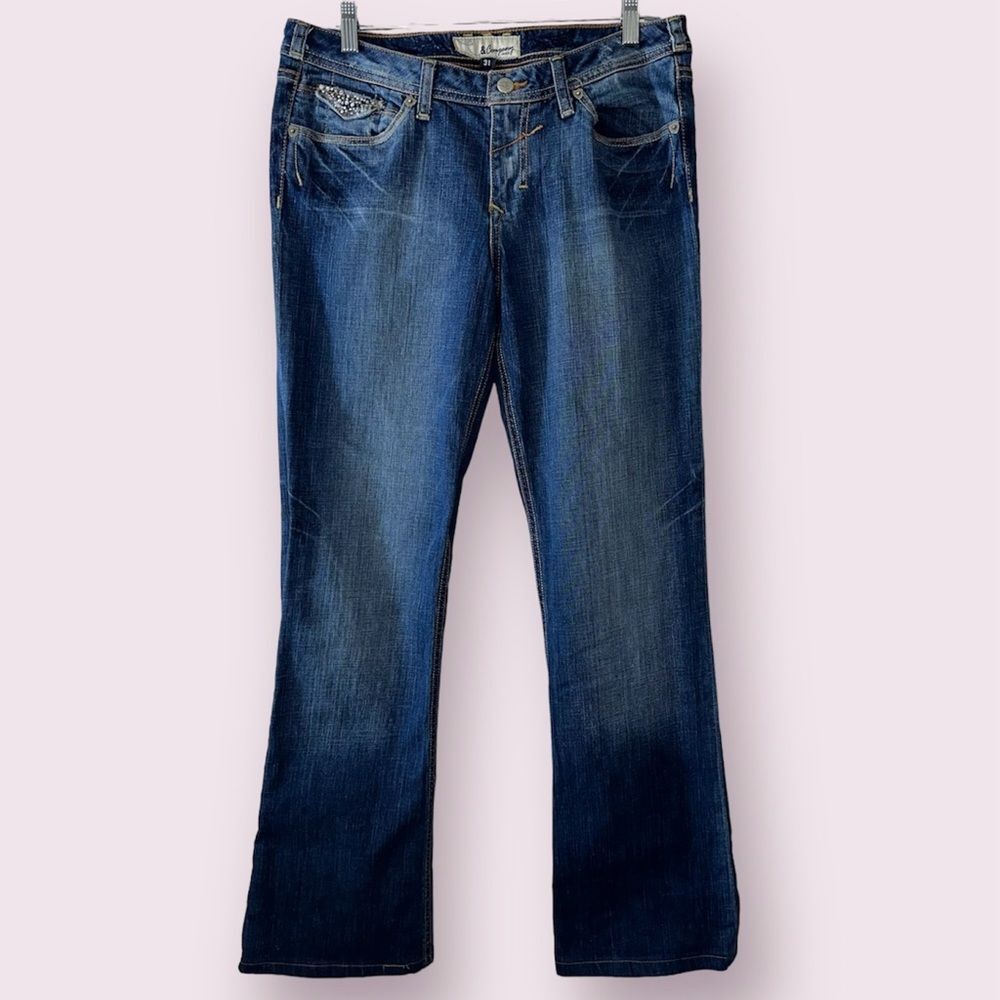 J &‎ Company Women's Ocean Glamour Bootcut Embellished Pocket Jean Size 31